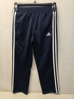 Adidas Youth Size 7 Track Pants Navy Blue White 3 Stripe Athletic Regular Fit